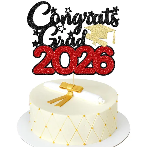 Vista 8 de Gyufise 1 decoración de pastel de graduación azul 2024 de felicitaciones para tartas de graduación 2024, decoración de pastel con purpurina