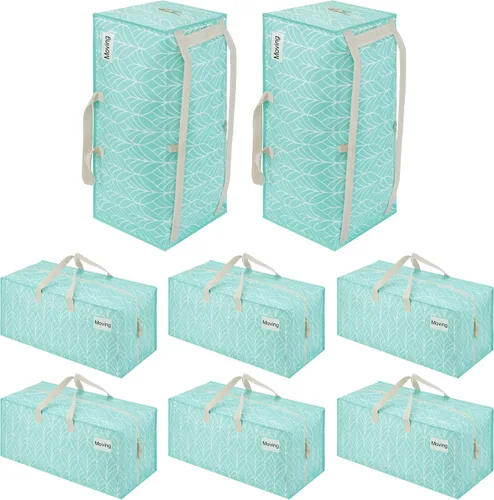 Vista 115 de VENO Paquete de 6 bolsas de mudanza resistentes con correas de mochila, cremalleras y asas, bolsas de embalaje extragrandes para artículos