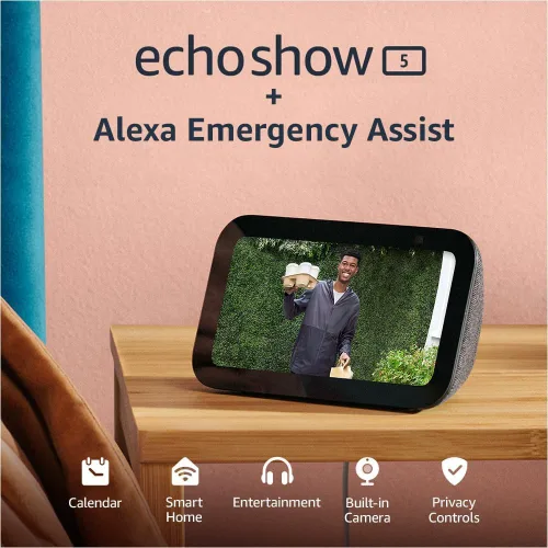 Vista 16 de Amazon Echo Show 5 (modelo más reciente), Pantalla inteligente con 2x bajo y sonido claro, Carbón