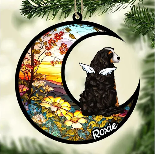 Vista 687 de LOVELYPOD Adorno de Navidad personalizado para perro Basset Hound (marrón) Basset Hound (marrón) adorno para atrapasoles de perro, razas de perros