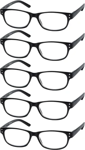 Vista 13 de Eyekepper Gafas de lectura clásicas para hombre, paquete de 5 con bisagras de resorte 5 Pares Mixtos