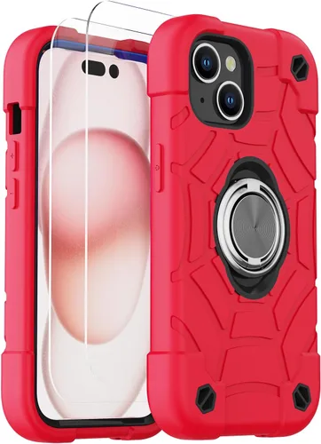 Vista 40 de KCJ Funda para iPhone SE 2022/2020, iPhone 8/7/6/6S, con [2×Protectores de Pantalla][Soporte de Anillo] Silicona Suave+PC Duro Protección Completa