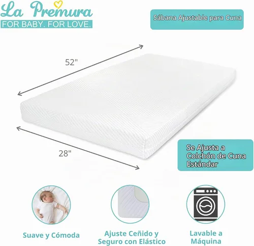 Vista 5 de Sleeping Moon - Juego de ropa de cama para cuna de bebé, 3 piezas, tamaño estándar, color azul y gris