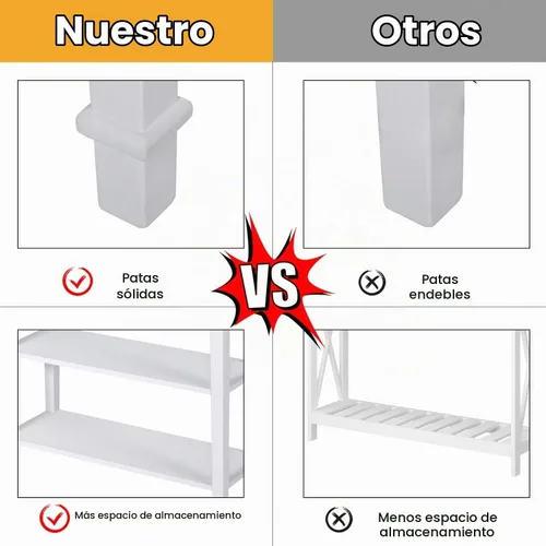 Vista 6 de kinbor Accent - Mesa consola blanca con cajón y estante, mesa de sofá de madera con almacenamiento para entrada, pasillo, sala de estar