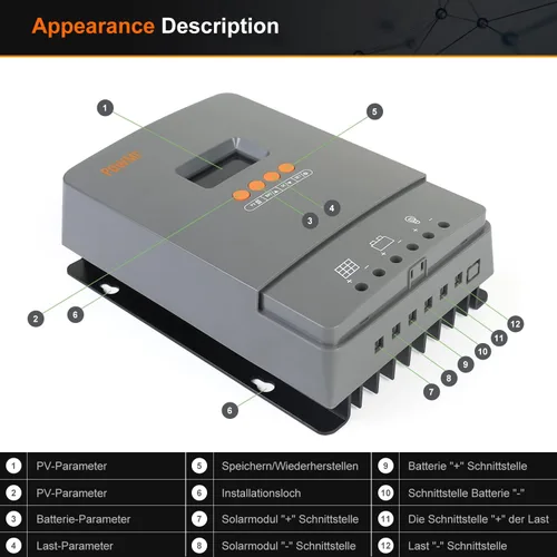 Vista 4 de Controlador de carga solar MPPT de 60 AMP, compatible con 12V 24V 36V 48V automático, entrada máxima 160V 2800W, 150V con pantalla LCD, funciona