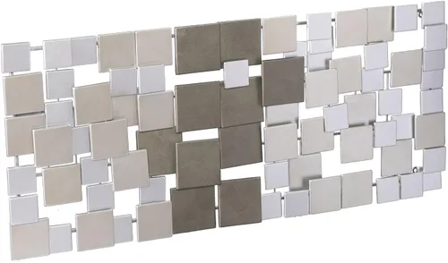 Vista 2 de SEI Furniture Wavson - Escultura de pared, diseño geométrico 3D, arte de pared de montaje único, plateado, 47.00 x 2.25 pulgadas