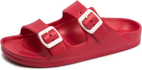 Vista 49 de FUNKYMONKEY - Sandalias bajas cómodas para mujer, hechas de etilvinilacetato, ajustables con hebilla doble