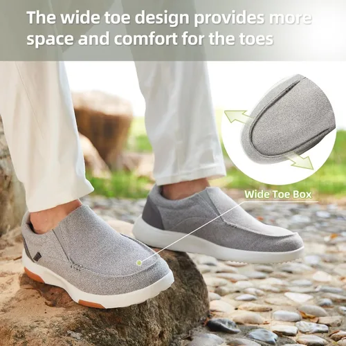 Vista 4 de OrthoComfoot Zapatos ortopédicos cómodos sin cordones para hombre con soporte de arco, mocasines ortopédicos para fascitis plantar, zapatos de lona