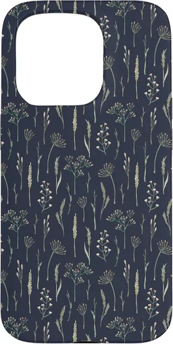 Vista 14 de Funda neutra Boho Dry Wildflower Meadow Botanical (azul marino) para iPhone 16