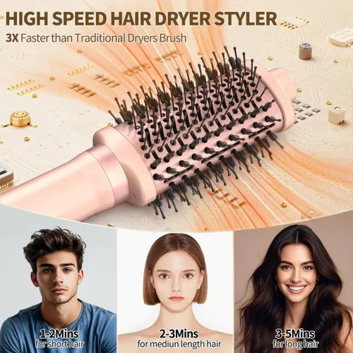 Vista 3 de Plancha rizadora de pelo 3 en 1 para cabello corto y largo, cepillo para secador, gran herramienta profesional de peluquería, regalo para mujeres