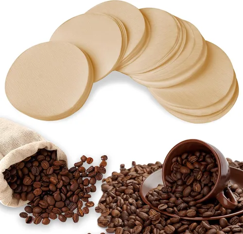 Vista 6 de CEYAZYE 200 piezas de papel de filtro de café redondo, filtros de café desechables de 2.205 in, filtro de cafetera Moka para máquina de espresso
