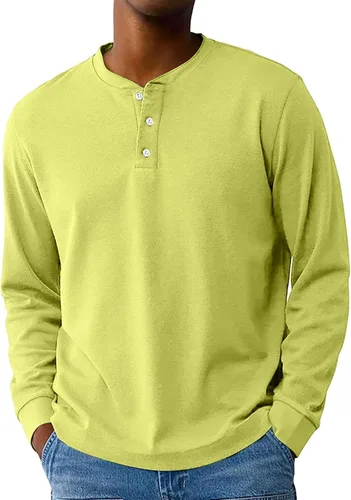 Vista 12 de Camisas de verano para hombre, camiseta Henley de manga larga con botones, estilo casual, M-3XL