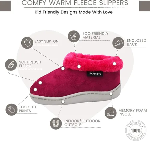 Vista 5 de NORTY - Zapatillas de interior con forro polar para niños pequeños y niñas