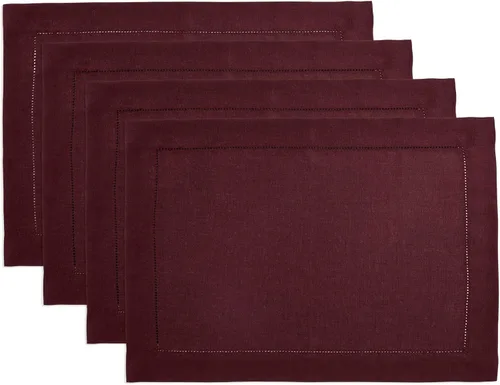 Vista 80 de Solino Home Juego de 4 manteles individuales cuadrados de 14 x 14 pulgadas, lino 100 % puro, de 14 x 14 pulgadas, dobladillo clásico, lavables a