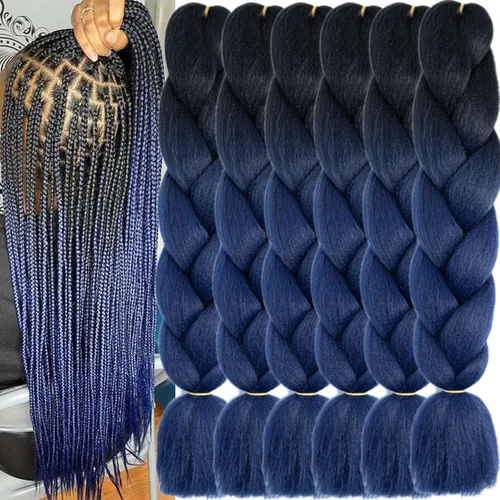 Vista 35 de Beige (613) Cabello trenzado 6 paquetes de extensiones de cabello sintético de 24 pulgadas, extensiones de cabello trenzado Jumbo Ombre trenzado