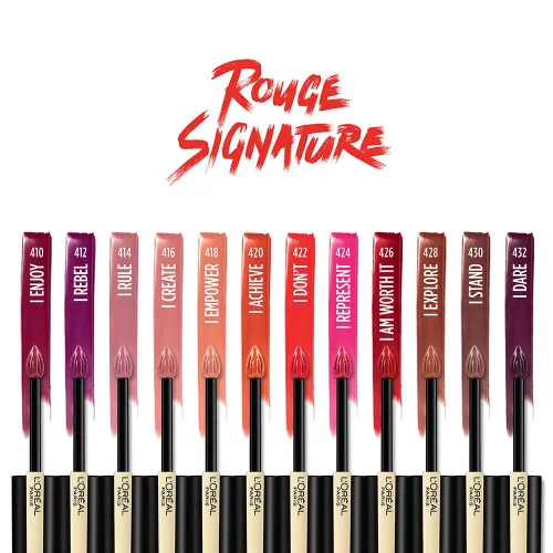 Vista 4 de L'Oréal Paris Makeup Rouge Signature - Pinta labios de larga duración acabado mate, ultraligero, ultracómodo, color de pigmento alto, aplicador