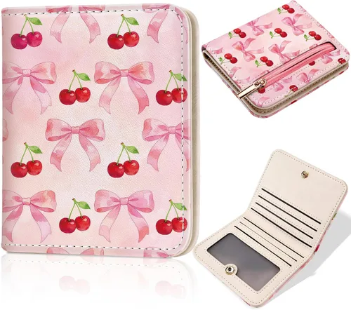 Vista 9 de Toughergun Billetera para mujer, con bloqueo Rfid, pequeña, compacta, plegable, de lujo, de cuero, con bolsillo para mujer, minivestido con ventana