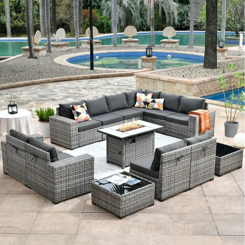 Vista 55 de HOOOWOOO Outdoor Patio Sectional Furniture Sofa Set with Widened Armrest,6 Piece Small Modern Wicker Couch,Modular L Shaped Conversation Seating Set