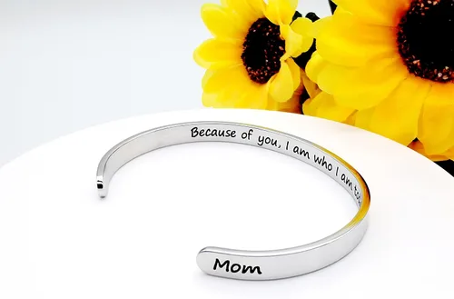 Vista 347 de Pulseras inspiradoras para mujer, joyería de acero inoxidable, con refranes, pulsera motivacional con mensaje oculto, pulseras grabadas para mejor