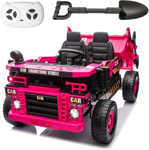 Vista 10 de FINITO Juguetes de paseo de 24 V para niños grandes, camión volquete eléctrico y pala extra, auto de juguete eléctrico para niños, auto de juguete