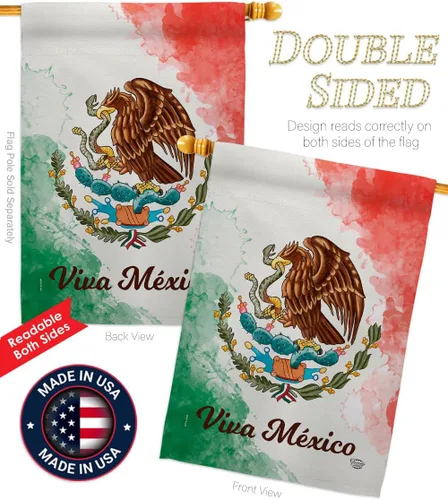 Vista 3 de Ornamento Collection Viva México Casa Bandera Pack de Nación Regional Internacional Mundo País Particular Área Decoración Banner Pequeño Jardín