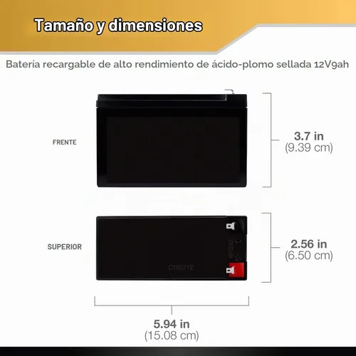 Vista 2 de Yuasa NPW45-12 45W/Cell 10min. Paquete de 3 baterías de repuesto recargables de 12V 9Ah