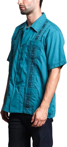 Vista 2 de G-style EE. UU. Remera playera mangas cortas de guayabera cubana para hombres