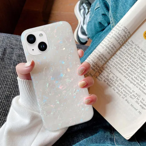 Vista 7 de J.west Funda compatible con iPhone 13 de 6.1 pulgadas, brillante y colorida con brillantina de ópalo translúcido, transparente, suave, TPU, ajuste