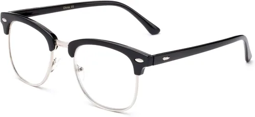 Vista 2 de Newbee Fashion-Vintage Clásico Marco Sime Marco Transparente Lente Gafas Sin Receta Marco Marco Marco De Hombres Y Mujeres