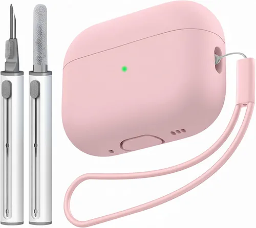 Vista 29 de Compatible con Airpods Pro 2 Case, Funda Protectora de Piel de Silicona Suave con Kit de Limpieza y Cordón Compatible para AirPod Pro de 2ª