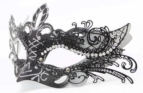 Vista 2 de Awlsyj Máscara de metal para parejas, disfraz veneciano romano de Halloween, Mardi Gras, fiesta y baile de graduación