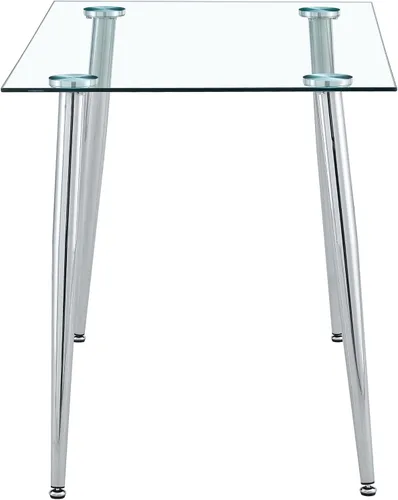 Vista 5 de Mesa de comedor de cristal transparente, 5.118 * 3.150 * 0.315 in pata CHORMED, color plata