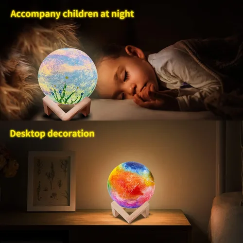 Vista 6 de Weceit Pinta tu propia lámpara de luna, luz de luna galaxia 3D DIY con 12 pinturas de acuarela no tóxicas, artes y manualidades para niños de 8 a 12