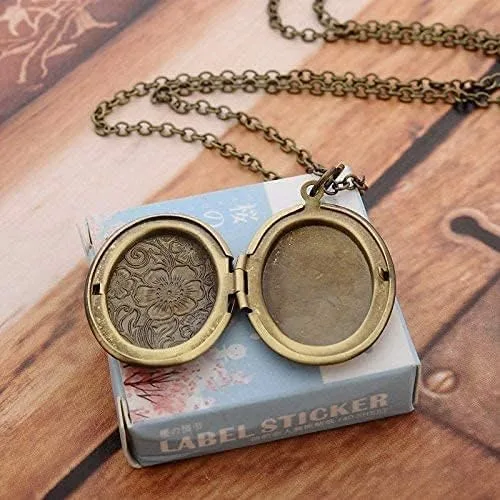 Vista 3 de SUKKCCNO Colgante ovalado personalizado con medallón de flores grabadas vintage, collar con colgante de imagen para mujeres y hombres