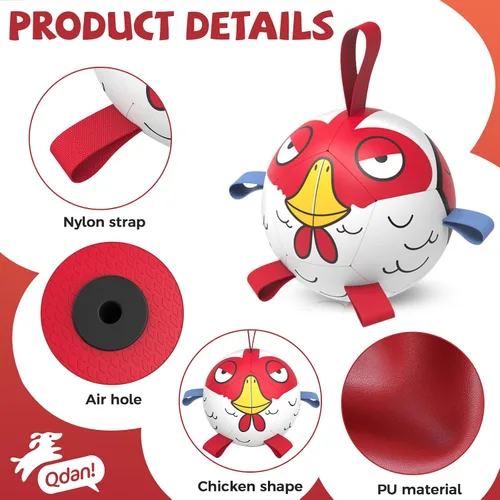 Vista 7 de QDAN Pelotas de juguete para perros: Pelota de fútbol para entrenamiento de mascotas con correas - Pelota para cachorros, extra pequeña, pelotas