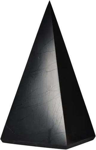 Vista 21 de Shungite World Auténtica pirámide de shungita alta pulida de 1.18 pulgadas / 1.18 pulgadas, cristal curativo natural de chakras, pirámide negra