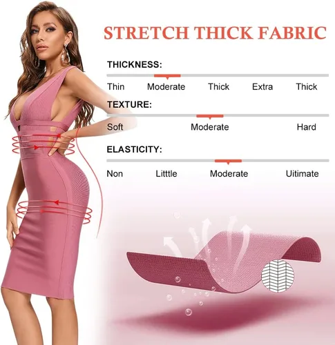 Vista 5 de BEAUKEY Vestido sexy con cuello en V HLBandage Bodycon hueco