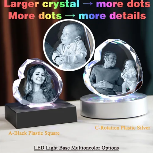 Vista 4 de Cristal fotográfico 3D, regalo personalizado de fotos de Navidad, imagen 3D en cristal, regalo de cumpleaños personalizado, aniversario, memorial