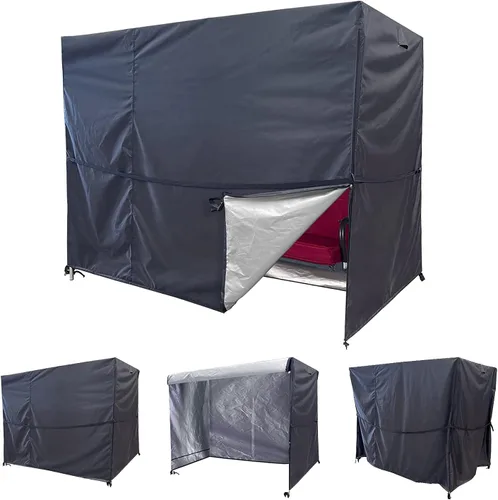 Vista 8 de Funda negra para columpio de patio, columpio de jardín de triple plaza, impermeable, resistente a los rayos UV (81 x 49 x 67 pulgadas)