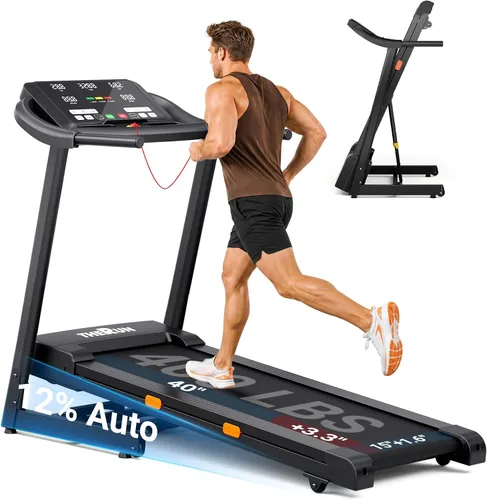 Vista 9 de THERUN Cinta de correr inclinada, 0-12% de inclinación automática para correr y caminar, capacidad de peso de 300 libras, cinturón ancho, 3.0 HP