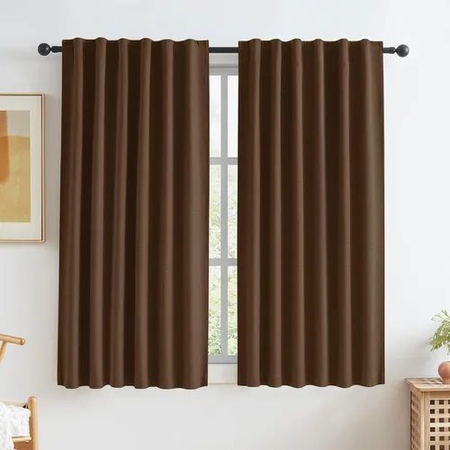Vista 46 de KEQIAOSUOCAI - Cortinas opacas naturales de 108 pulgadas de largo, cortinas modernas con pestaña trasera, paneles plisados para sistema de cortina