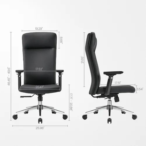 Vista 2 de EUREKA ERGONOMIC Eris - Silla de escritorio de cuero con respaldo alto, silla ejecutiva para computadora con reposabrazos ajustables 4D