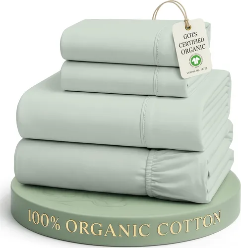 Vista 46 de LANE LINEN - Juego de 2 sábanas de fibras largas 100 % algodón orgánico, percal de fibras largas, ultrasuave y transpirable, para colchones de hasta