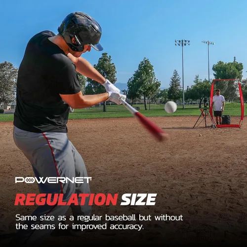 Vista 4 de PowerNet Launch F-lite Softball & Baseball Pitching Machine, Dimpled Practice Balls, Bucket of Baseballs, Coaching Bucket Bundle for Pitching