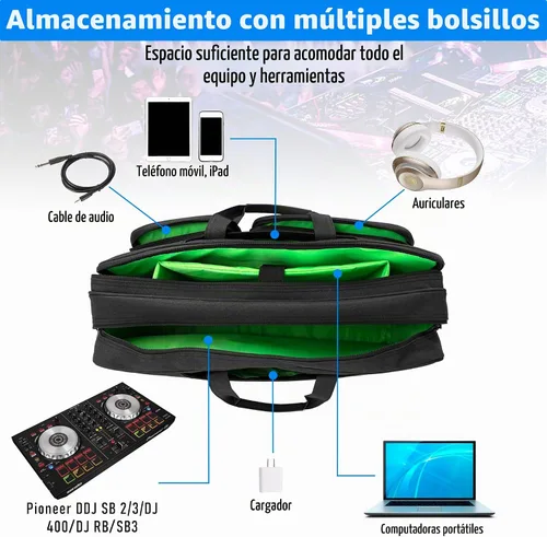 Vista 3 de AKOZLIN Funda de Transporte Multi-capa para Controlador Padded Mixer Compatible con Pioneer DDJ FLX4 DJ Lite SB 2 3 SB2 SB3 DJ 400 RB Controlador