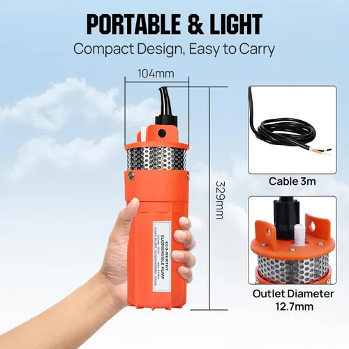 Vista 4 de ECO-WORTHY Kit de bomba sumergible solar, kit de panel solar de 100 W y bomba de pozo profundo de 12 V CC - 100 pies/98.4 ft