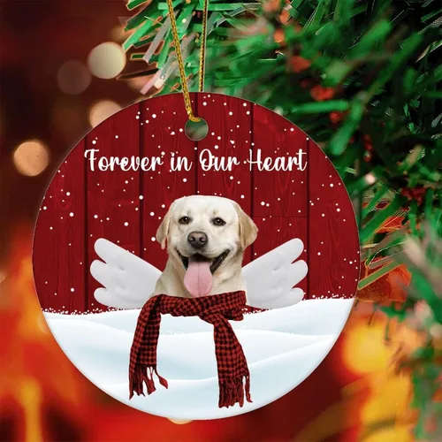 Vista 7 de Forever in Our Heart Ornaments Funny Pet Dogo Argentino with Angel Wings Ornament Christmas Tree Decoration Pet Loss Gifts Pet Memorial Gifts