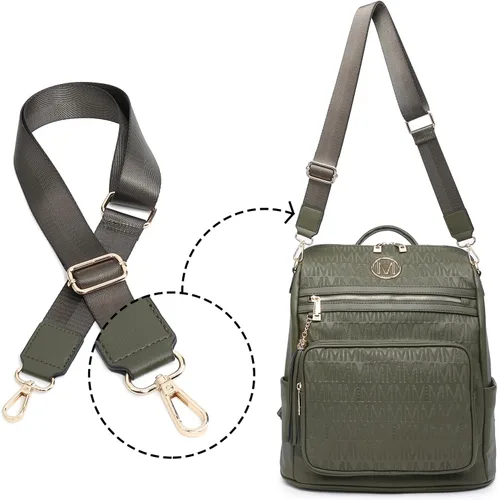 Vista 32 de MKP COLLECTION Mochila de moda para mujer, bolsa convertible grande para mujer, mochila de viaje, bolsa de hombro, juego de 2 piezas con borla, Beige