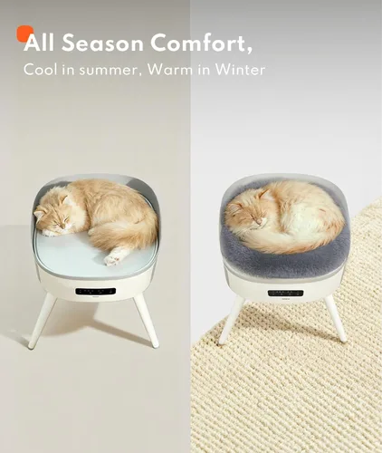 Vista 6 de HomeRunPet Calentador de espacio seguro para mascotas con cama climatizada para gatos, calentador de cerámica 2 en 1 para habitación y mascotas