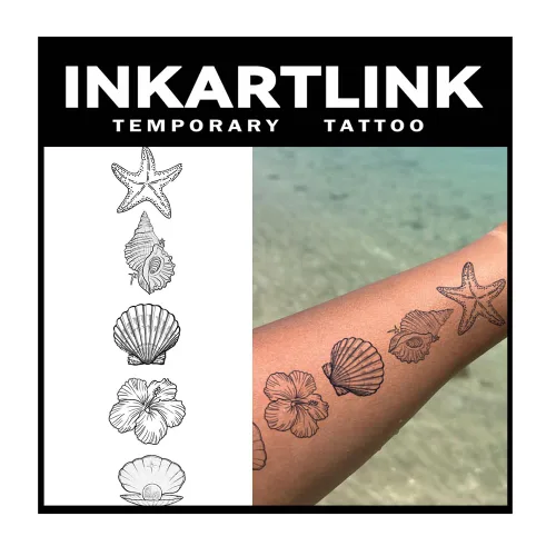 Vista 9 de INKARTLINK Tattoo Tech, 2 hojas de tatuaje semipermanente mediano, tatuajes temporales de diseño artístico para adultos, dura 1-2 semanas